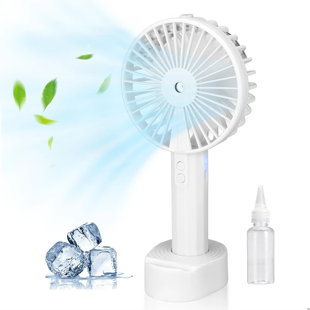 Handheld Spray Fan Creative Gift Students Portable Desktop Outdoor Humidifying Table Small Diplopore Fan (Random colors)