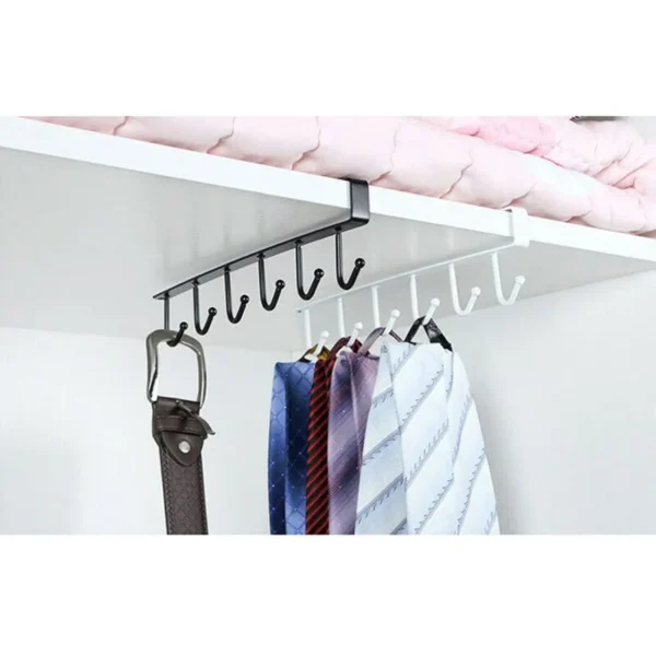 SpiderJuice® 6 Hook Multifunctional Stainless Steel Nail Free Hanger Coffee Tea Mugs Scarfs Ties Storage for Kitchen Door Organizer Under Cabinet Shelf Drawer 4 900x900 1